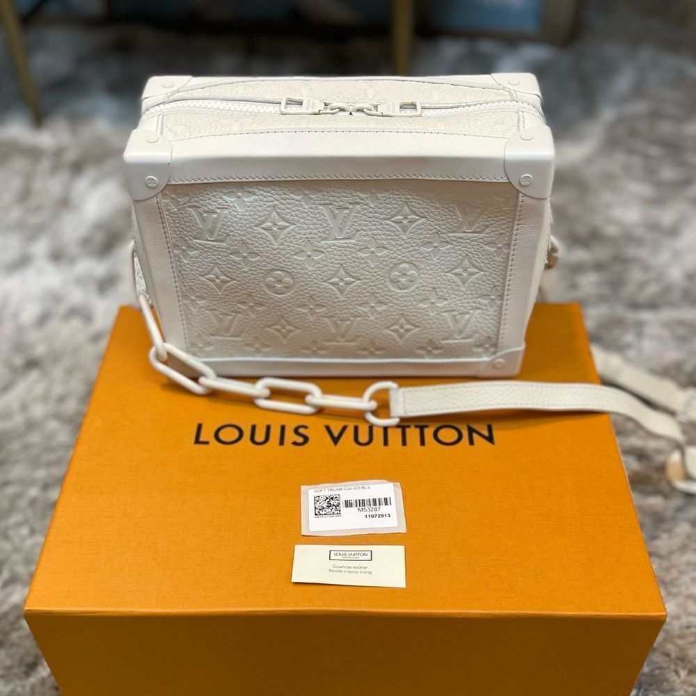 Louis Vuitton Virgil Abloh Crossbody Matte White Soft Trunk w/ Chain M53287 SS19 - Picture 1 of 15
